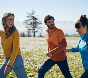 Three people on a spring hike