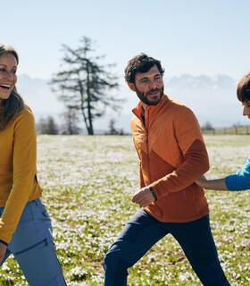 Three people on a spring hike