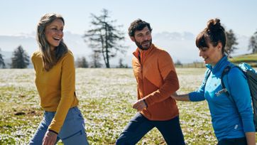 Three people on a spring hike