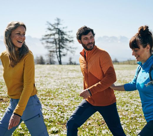 Three people on a spring hike