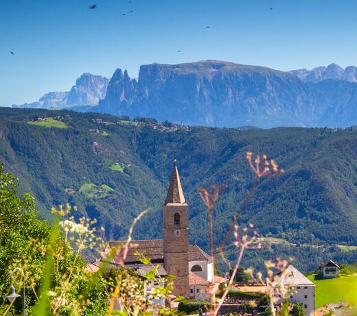 View on Jenesien and the mountains in summer