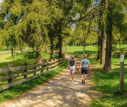 Two people on the educational history trail